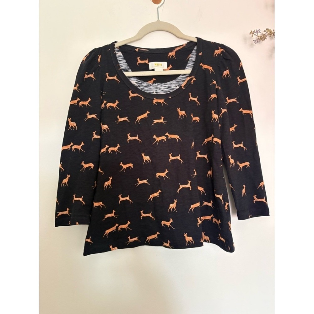 Maeve Anthropologie Deer Print Top XS